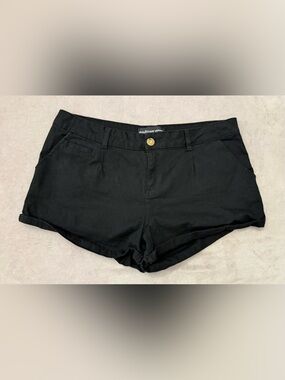 Ambiance Apparel Black High Waisted Cuffed Shorts Stretch Chino Pockets Large L